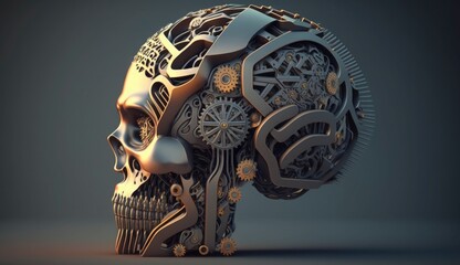 Robot brain digital illustration. 3d rendering ai robot think or compute. (ai generated)