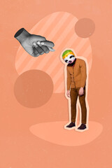 Creative magazine template collage of upset sloth face person feel unhappy from other people bully...