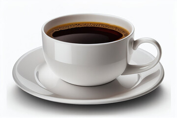 Naklejka premium Coffee cup on white background. Cup of coffee on a white table. Generative ai illustration