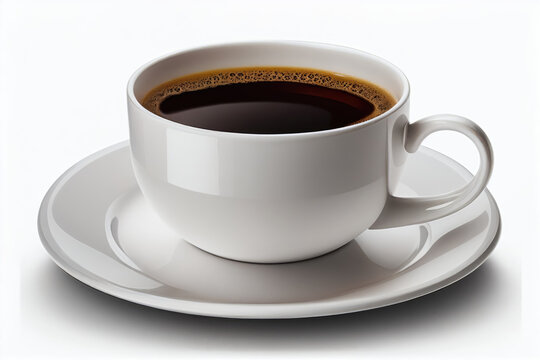 Coffee cup on white background. Cup of coffee on a white table. Generative ai illustration