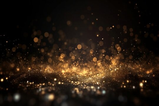 Abstract Black and Gold Background. Black and Golden Illustration with Shining Light Effects