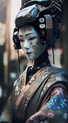 Cyberpunk Geisha Robot, Generative AI