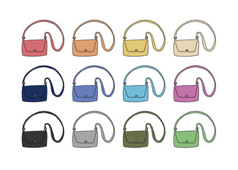 ショルダーバッグのイラストセット