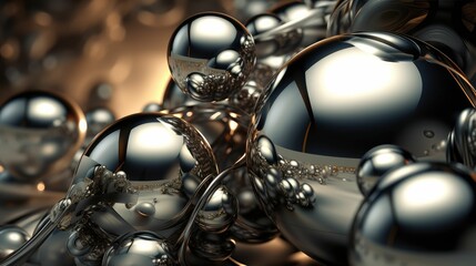 chrome reflective shiny balls spheres background, generative AI