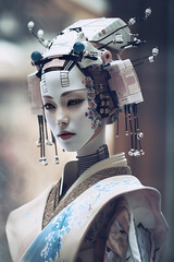 Cyberpunk Geisha Robot, Generative AI