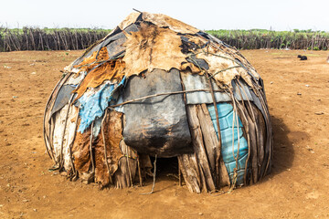 Hut in Daasanach tribe village near Omorate, Ethiopia