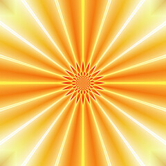 Starburst illustration in orange, yellow and white with a mandala at the center, background printable paper for crafting