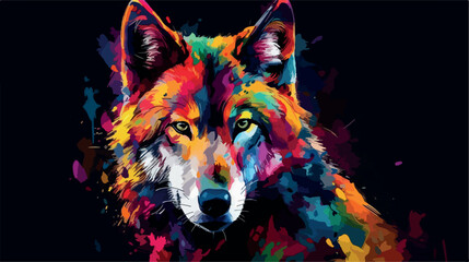 Wolf portrait. Colorful wildlife painting. Digital vector art of predator wildlife. Beautiful and majestic pop art. Creative wolf illustration. Hipster trendy modern polygon concept. Decoration poster © Fortis Design