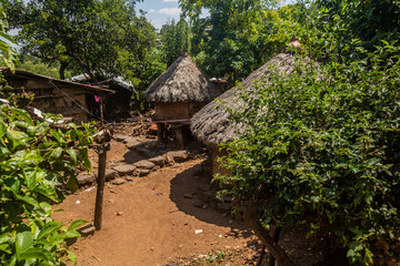 Fototapeta na wymiar Typical huts in Konso village, Ethiopia