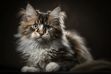 Majestic American Bobtail Breed Cat on Dark Background - Unique Personality and Appearance