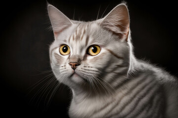 Magnificent American Shorthair Cat on Dark Background - Admire the Charm of this Classic Breed