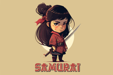 Kawaii samurai vector art for t-shirt design. © evgeny