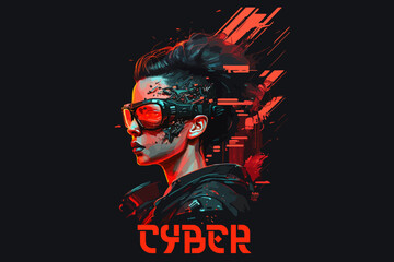Cyberpunk futuristic vector art for t-shirt design.