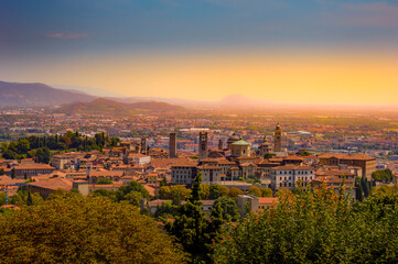 Obraz premium Bergamo panorama at sunset