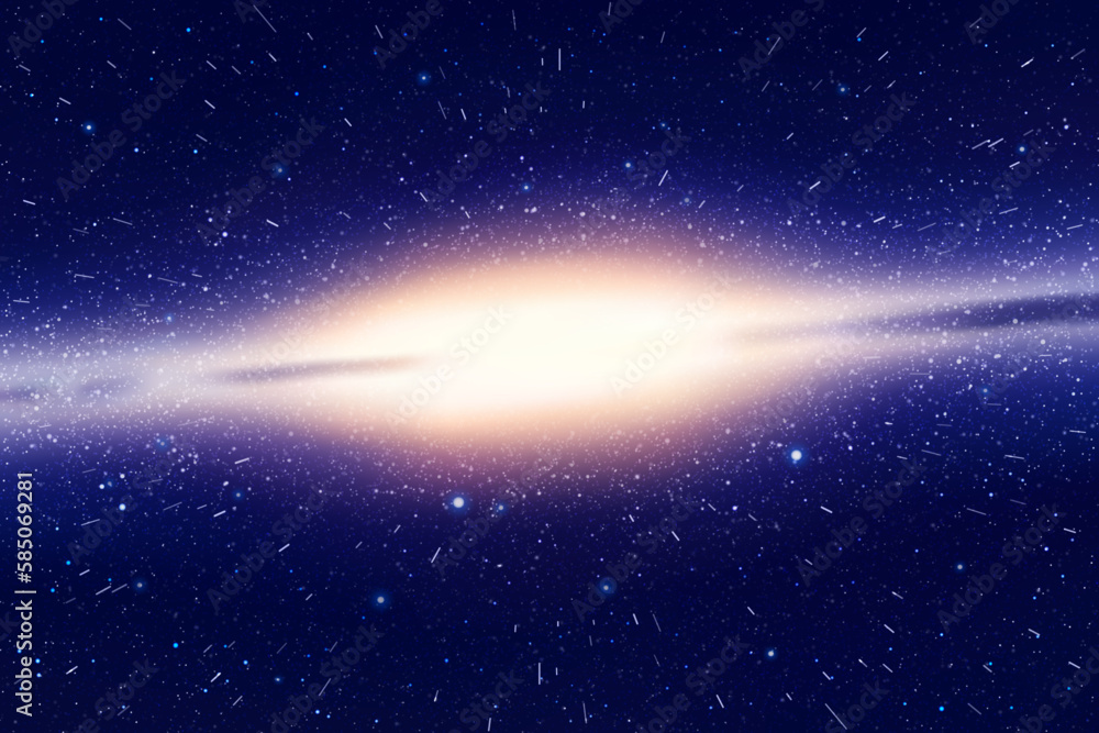 Poster bright galaxy in outer space. stars in fast motion. cosmic background