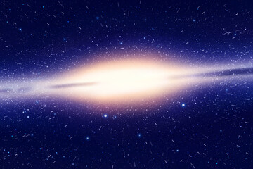 Bright galaxy in outer space. Stars in fast motion. Cosmic background