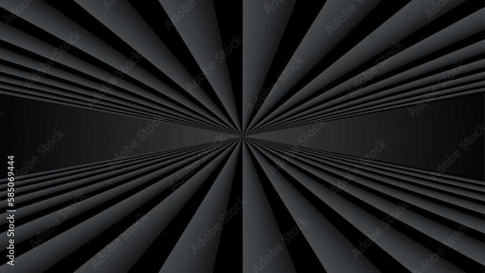 Wall mural abstract black background with 3d lines pattern, architecture minimal dark gray striped design