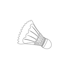 Badminton shuttlecock. One line art. Playing badminton. Sports equipment. Hand drawn vector illustration.