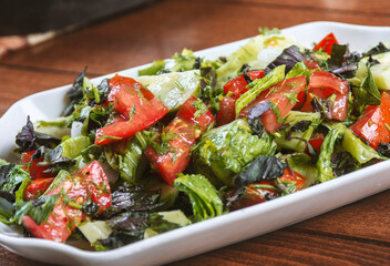 vegetable salad, fresh vegetables, zucchini and tomatoes