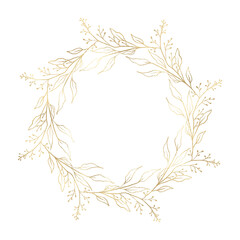 Floral gold wreath illustration