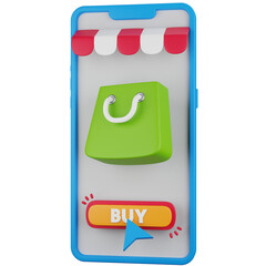 3D Icon Illustration Purchase via Smartphone