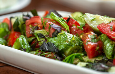 vegetable salad, fresh vegetables, zucchini and tomatoes