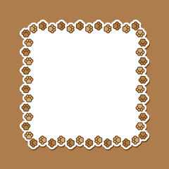Square frame made of animal paw prints with empty space for your text and images. Cute dog paw print border. Vector illustration