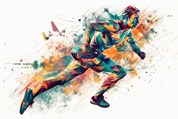 Sports abstract. Running with great vigor for a healthy life. AI generated illustration.