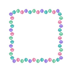 Square colorful pastel animal paw print frame with empty space for your text and images. Cute dog paw prints border. Vector illustration