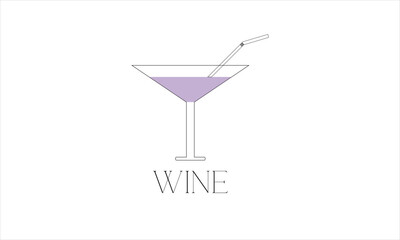 Wine WINE Glass Logo Vector Icon