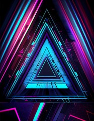 Fototapeta premium Triangle Neon Stereo Background. Generative AI.