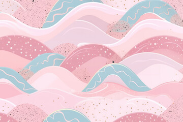 seamless pattern with pastel creative waves japanese