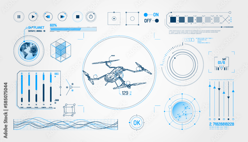 Poster set of infographic elements about drone and geolocation.