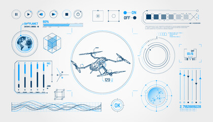 Set of infographic elements about drone and geolocation.
