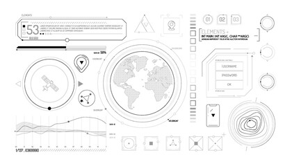 Set of infographic elements about satellite and data input.