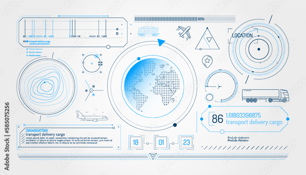 Poster set of infographic elements about geolocation and transportation tracking.