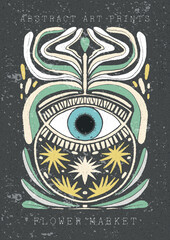 Large set of modern A4 posters in a modern boho style, hand-drawn. Suitable for poster, banner, printing, branding © Natali Gaikova