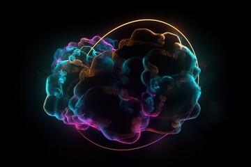 3d render, abstract cloud illuminated