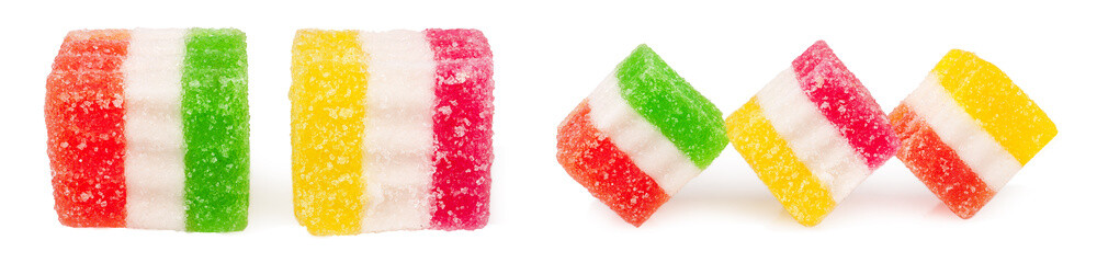 Sweet jelly candy isolated against a white background