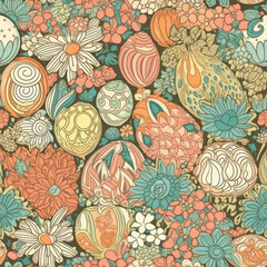 Easter greetings seamless pattern. Generative ai.