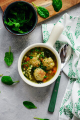 Meatball vegetables Italian wedding  soup. style hugge