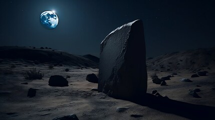 Gravestone at the Dark Side of the Moon - Generative AI