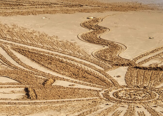 Beautiful beach mandala in Albufeira in Portugal Praia Maria Luisa