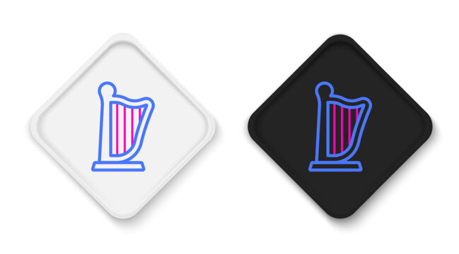 Line Harp icon isolated on white background. Classical music instrument, orhestra string acoustic element. Colorful outline concept. Vector