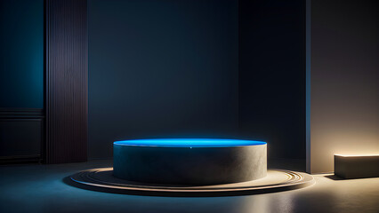 3D display podium luxury background with pedestal in studio interior for cool cosmetic product presentation stand. Luxury feminine mockup 3d render advertisement Generative AI