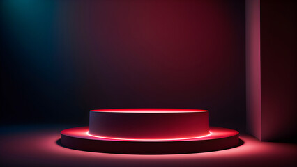 3D display podium luxury background with pedestal in studio interior for cool cosmetic product presentation stand. Luxury feminine mockup 3d render advertisement Generative AI