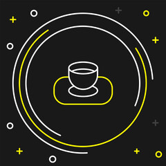 Line Soy sauce in bowl icon isolated on black background. Colorful outline concept. Vector