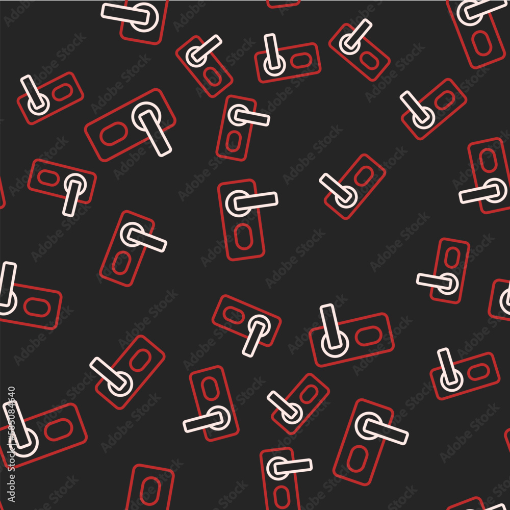 Poster line fingerprint door lock icon isolated seamless pattern on black background. id app icon. identifi