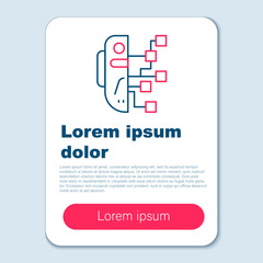 Line Humanoid robot icon isolated on grey background. Artificial intelligence, machine learning, cloud computing. Colorful outline concept. Vector