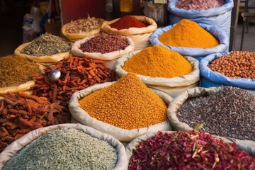 Variety of Spices on a Market